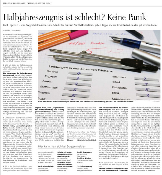 Halbjahreszeugnis ist schlecht? Keine Panik! Artikel der Berliner Morgenpost