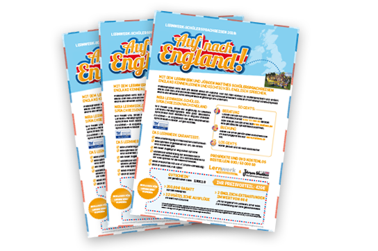 Informationsflyer zu den Lernwerk-Schülersprachreisen nach England