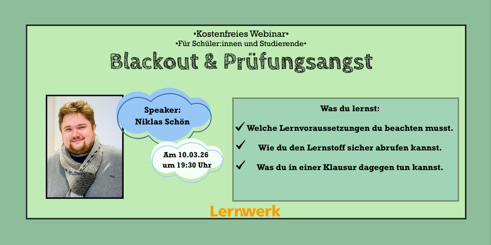 Blackout und Prüfungsangst - Kostenfreies Webinar für Schüler:innen und Studierende