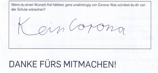 Ich wünsche mir: kein Corona!