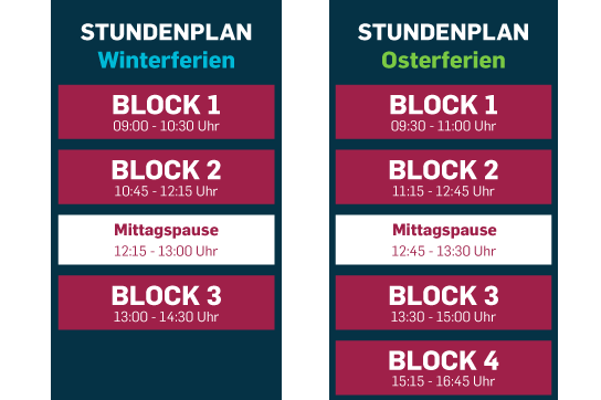 Stundenpläne der Abinauten in den Winterferien und den Osterferien